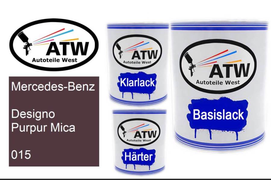 Mercedes-Benz, Designo Purpur Mica, 015: 1L Lackdose + 1L Klarlack + 500ml Härter - Set, von ATW Autoteile West.